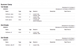 Kidcheck Children's Check-in Attendance Report