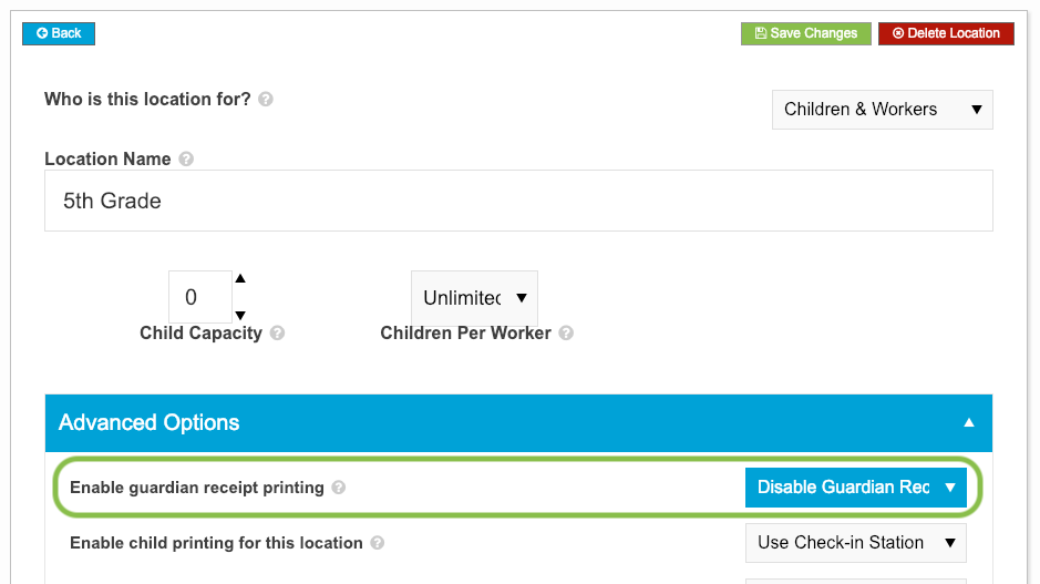 Disable guardian receipt printing