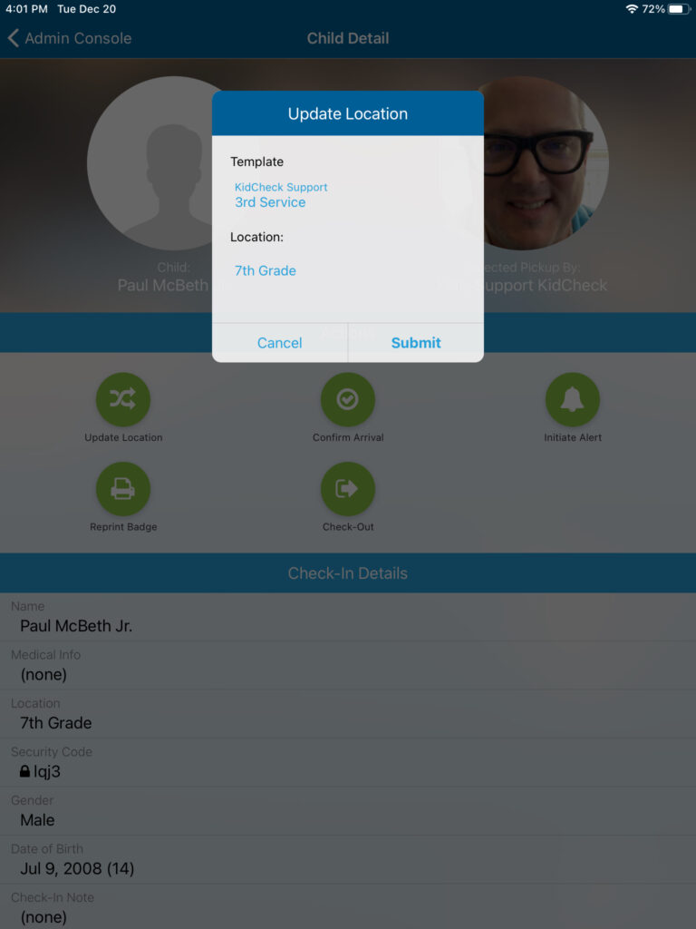 Correct A Child's Location - KidCheck