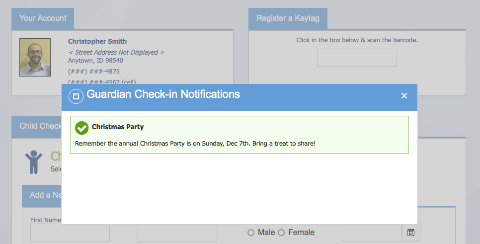 KidCheck Secure Children's Check-in Guardian Notification
