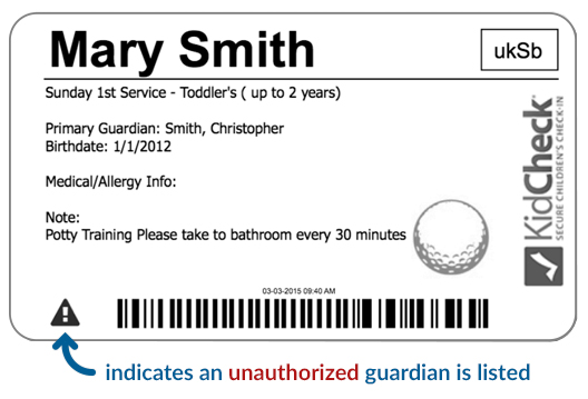 KidCheck Secure Children's Check-In Badge Security Feature