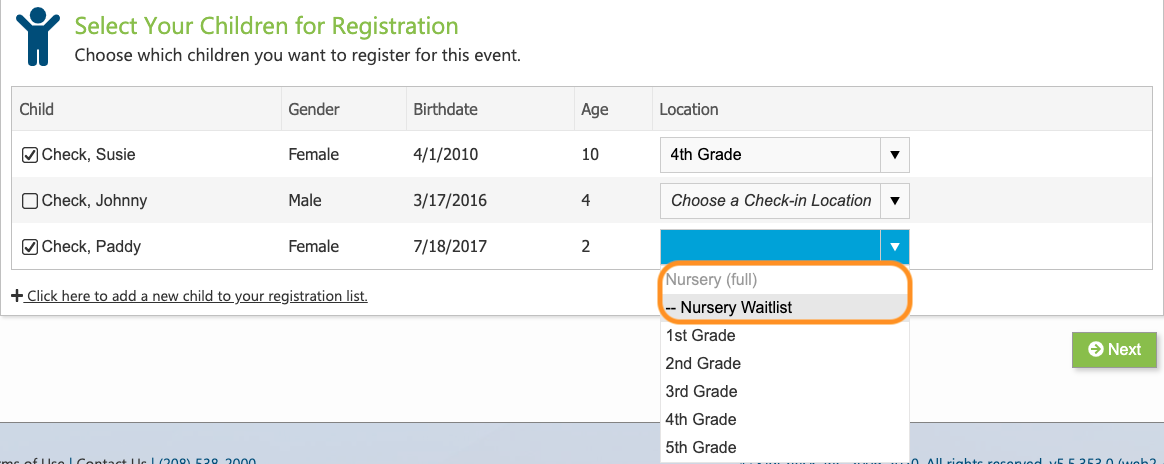 Use waitlists on events