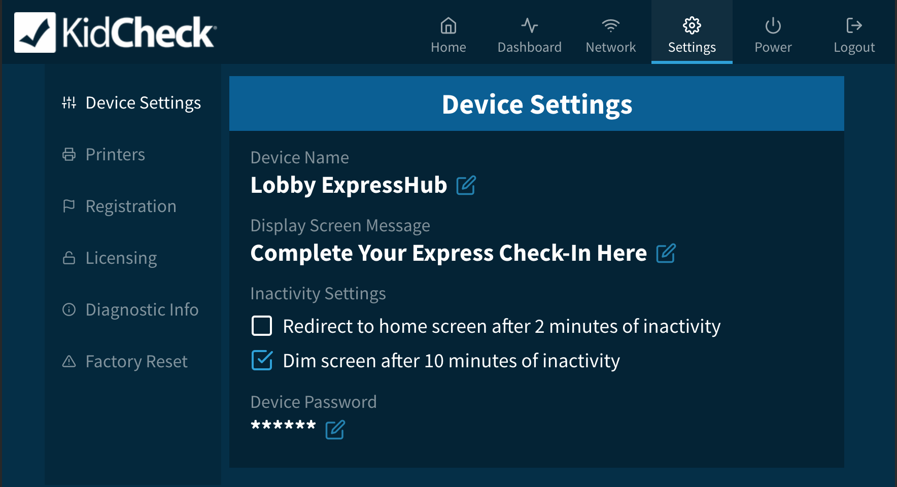 ExpressHub's Settings area