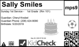 KidCheck Secure Children's Check-In Child Label