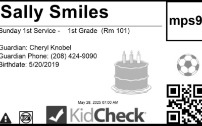 KidCheck Secure Children's Check-In Child Label