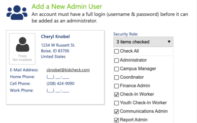 KidCheck Secure Children's and Youth Check-In Is Sharing The New! Multi-Select Admin Roles